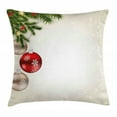 thumbnail image 1 of Christmas Throw Pillow Cushion Cover, Abstract Festive Celebration Icons Balls Coniferous Tree Branches Bowties, Decorative Square Accent Pillow Case, 24 X 24 Inches, Beige Red Green, by Ambesonne, 1 of 2