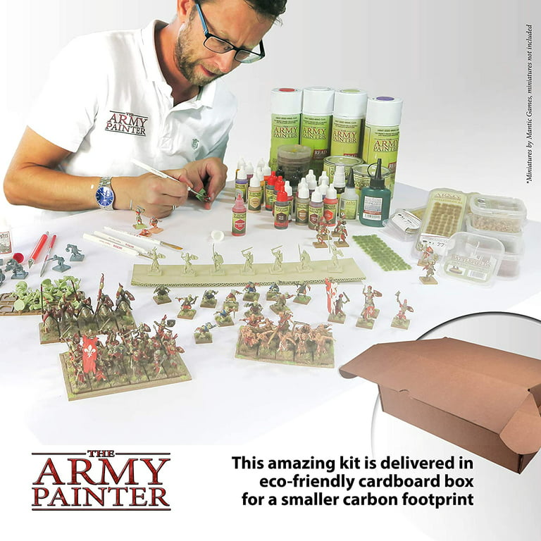 Wargames Delivered Hobby Miniature Painting Kit - Army Painter 12 Acrylic Paint Set - 3 Paint Brushes for Acrylic Painting, Clippers,File,Glues, 2