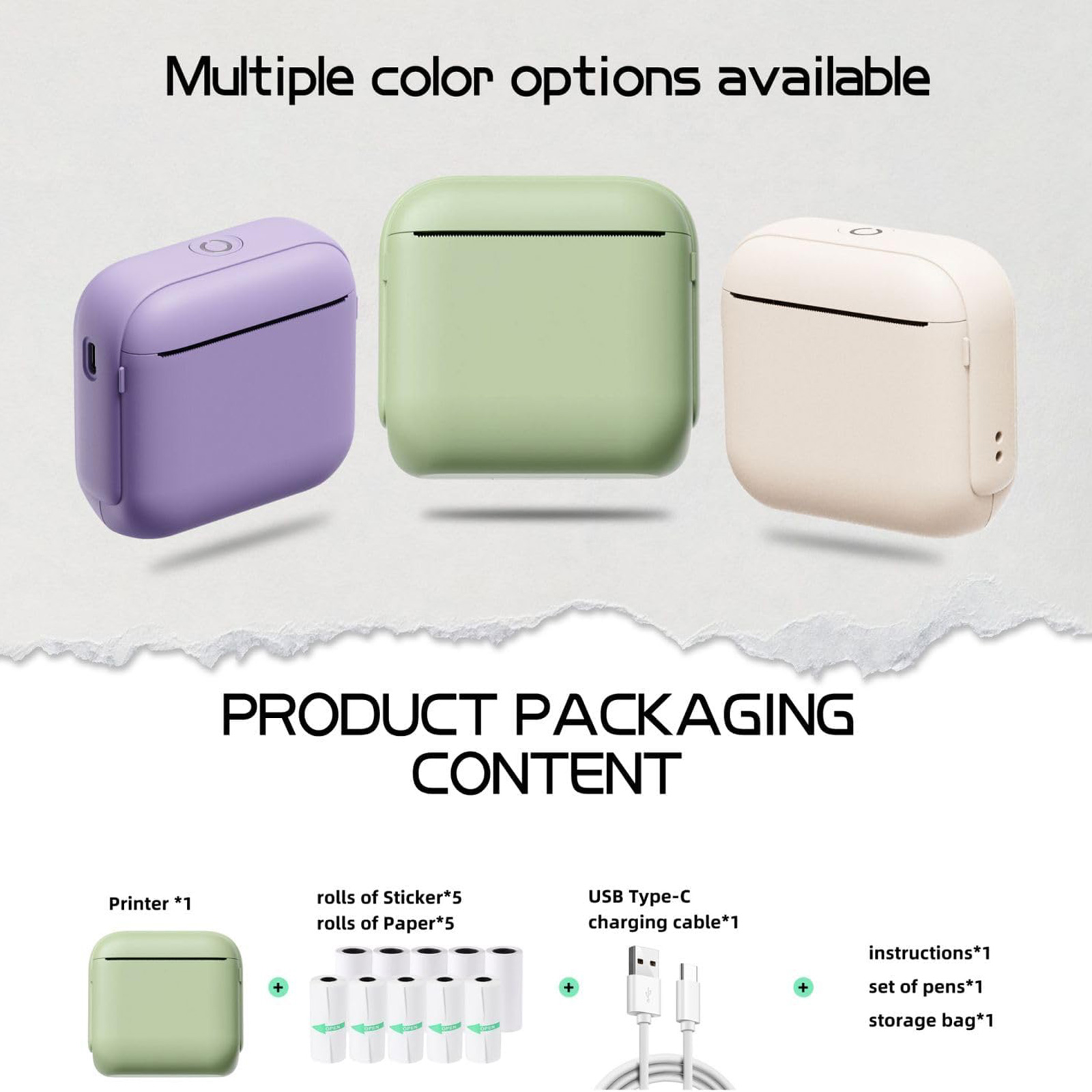 Rechargeable Portable Miniature Sticker Printer For Instants Label Receipt Photo Printing Easy Wireless Operations