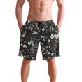 thumbnail image 4 of Dailycode Men's Quick Dry Swim Trunks Beach Shorts Casual Summer Board Shorts with Pockets, Dark Floral and Botanical Flower, 4 of 8