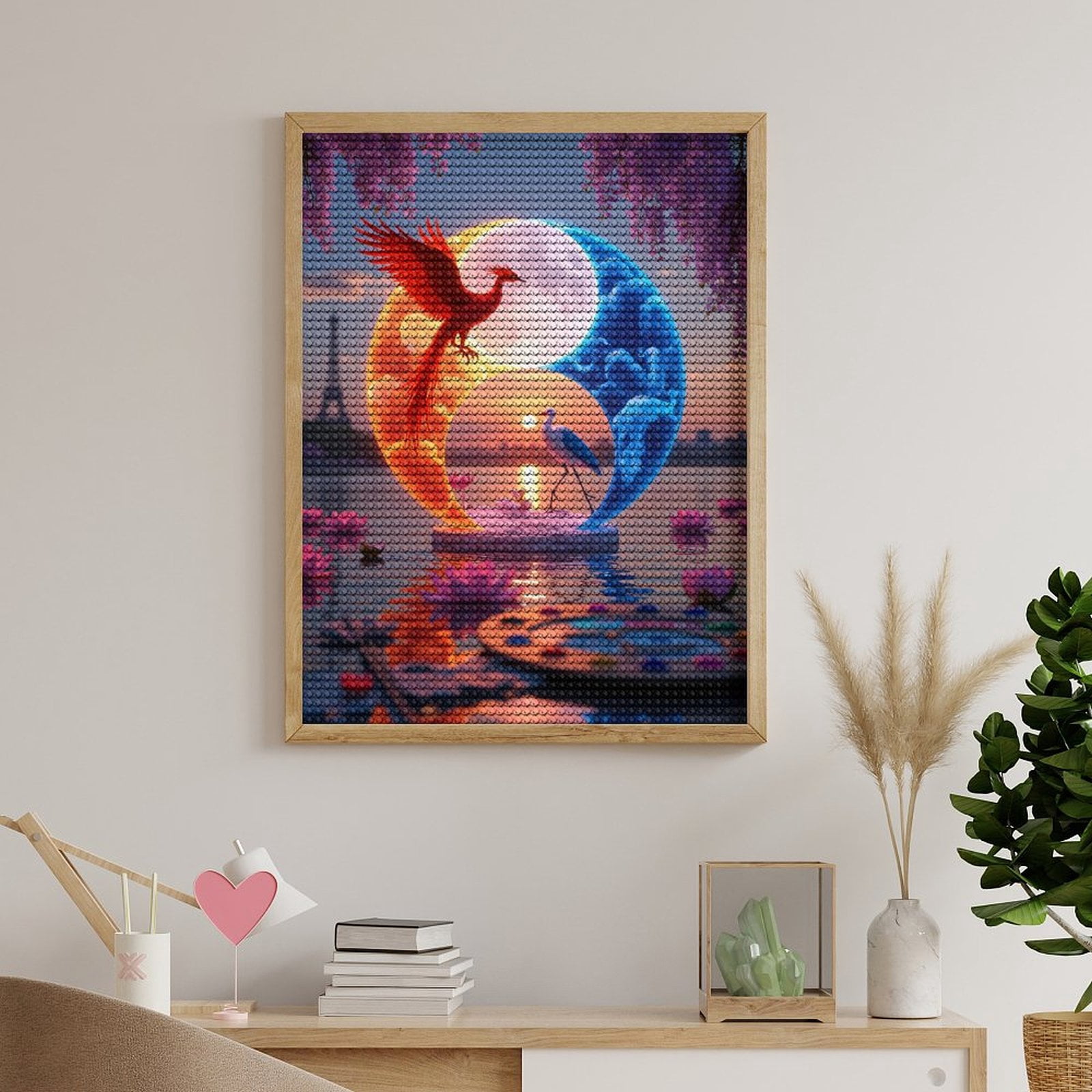 Diamond Art Kits for Adults, Parisian Sunset Yin Yang Birds 5D Diamond Painting Kits for Adults Beginners, DIY Full Drill Diamond Painting, Gem Art and Crafts 12x16