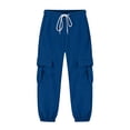 thumbnail image 5 of DJDLJWCJ Big Boys Cargo Pants Elastic Waist Drawstring Jogger Pants School Uniform Pants Lightweight Side Pocket Casual Pants Blue Size 11, 5 of 10