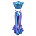 thumbnail image 5 of Aislor Girls Metallic Dance Outfits Latin Jazz Performance Tank Top With Flared Pants Set Disco Party Blue 14, 5 of 7