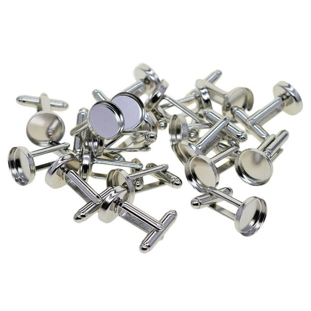 20 piezas de ajustes en blanco para gemelos - Bandeja de botones para gemelos con cabujón de 12 mm Blanco k
