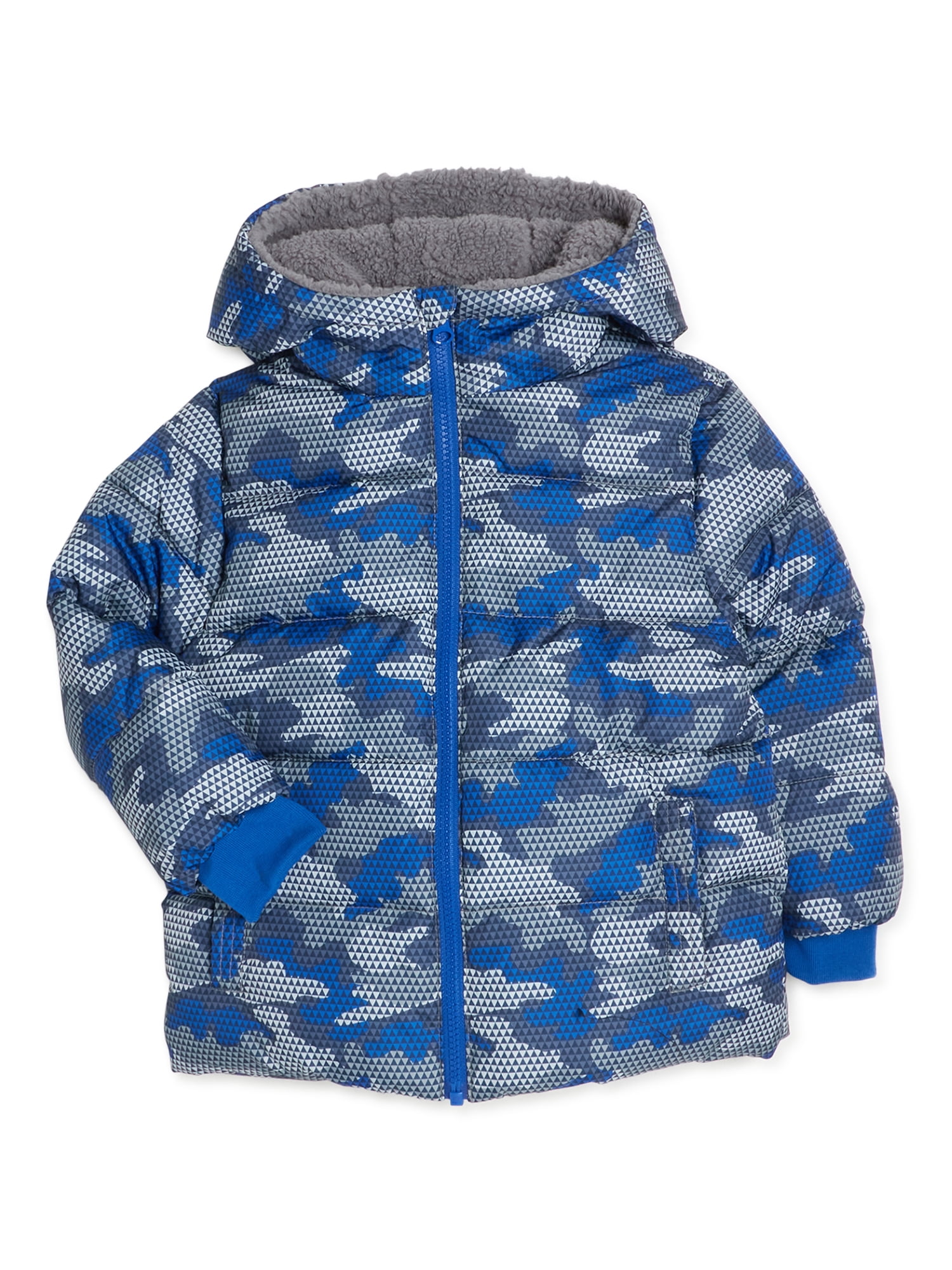 Kids Boys Fur Hooded Coat Camouflage Cotton Down Jackets Baby Winter Parka Coats 