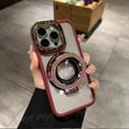 thumbnail image 3 of for iPhone 12/iPhone 12 Pro Colorful Glass Beads,Bling Magnetic Holder Transparent Phone Case,Suitable for Magsafe,Light Luxury and Simplicity,Red, 3 of 12