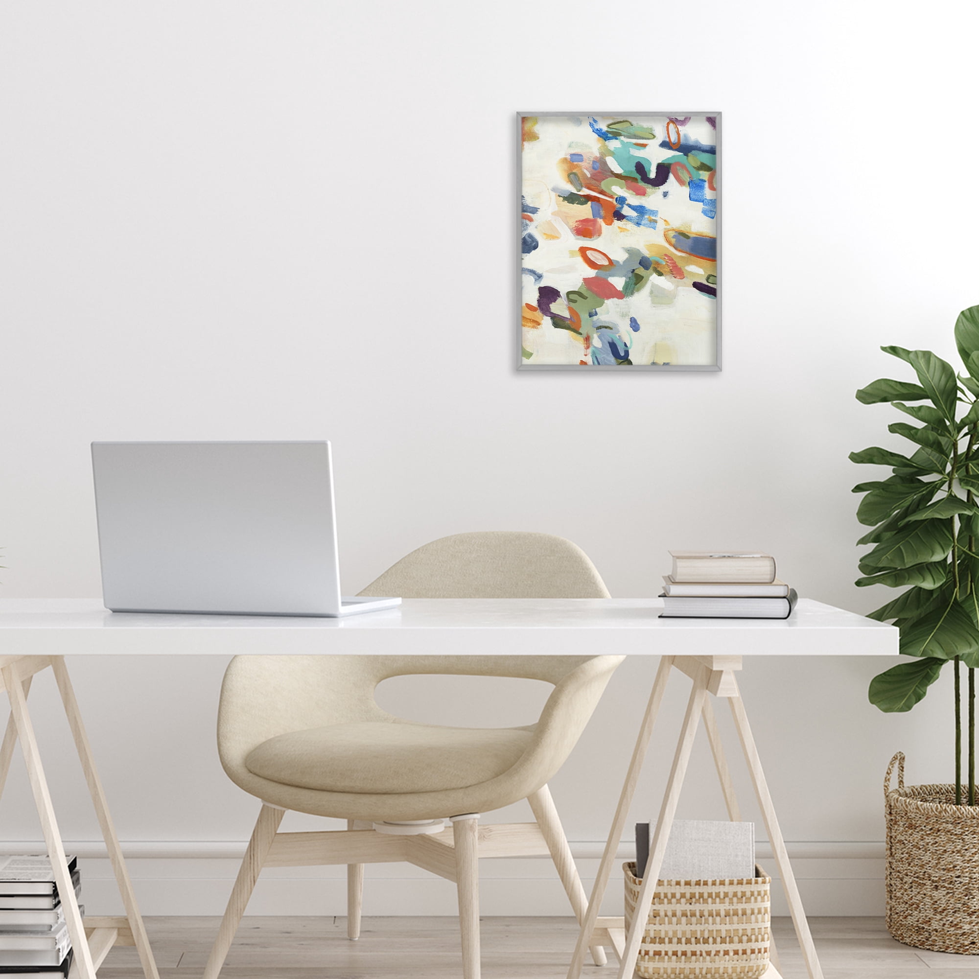 Stupell Industries Multihued Expressive Abstract Gray Framed Giclee Art, design by Lisa Ridgers