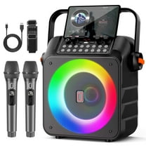 FanFun Karaoke Machine for Adults, Portable Party Speaker with 2 Wireless Microphones, Home Singing Karaoke Speaker Bluetooth with LED Light