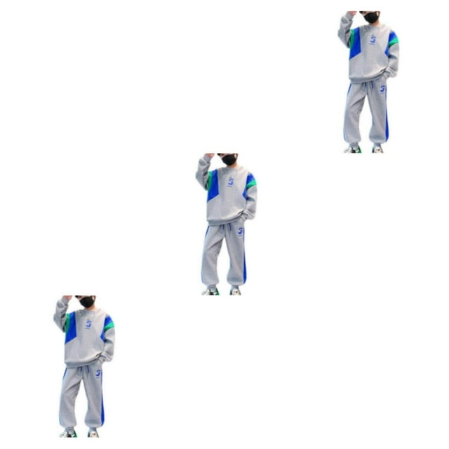 Qarigey Conjunto de ropa de otoño para niños, sudadera deportiva de 2 piezas con letras para niños, pantalones de chándal, chándal de moda Type1 NO1