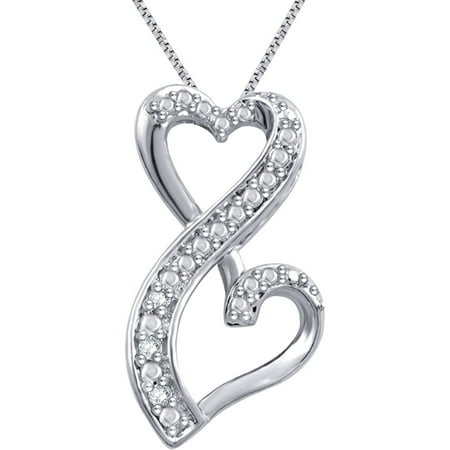 Diamond Accent Silver Tone Infinity Heart Pendant, 18