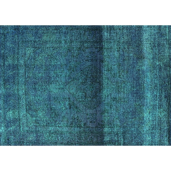 Ahgly Company Machine Washable Indoor Rectangle Persian Turquoise Blue Bohemian Area Rugs, 5' x 7'
