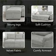 thumbnail image 3 of Sectional Leather Couch with Storage Chaise, Tufted Pull Out Couch with Storage, Sectional Bed, L-Shaped Faux Leather Sectional Sleeper Sofa, Velvet, Gray, 3 of 9