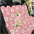 thumbnail image 3 of Pzuqiu Daisy Dog Car Seat Cover with Hard Bottom Dog Hammock with Adjustable Triangle Puppy Bandana Hanging Trash Can for SUV,Sedan,Truck,Van 3 Piece, Pink, 3 of 6