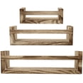 thumbnail image 4 of 3 Wooden Floating Shelves - Rustic Mahogany Color Wall Mount Shelf – 3 Variable Sizes, 4 of 9