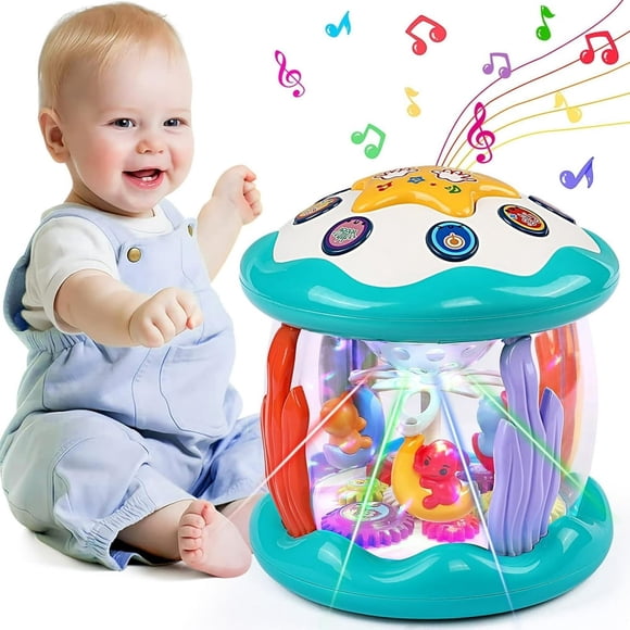 HLONK Baby Toys 6 to 12 Months Ocean Rotating Baby Musical Light Up Toys Tummy Time for Infant 12-18 Months Baby Crawling Toys for 1 Year Old Boys Girls Birthday Xmas Baby Girls Gift East