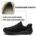 thumbnail image 2 of Men's Leather Casual Shoes Suede Non-Slip Lace Up Hiking Low Top Comfortable Anti-Collision Wear-Resistant Outdoor Sneakers Black 6.5 US, 2 of 7