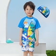 thumbnail image 4 of ITSAME Boys Split Swimsuit 3-Piece, Quick-Dry Print Top and Swim Trunks with Swim Hat Summer Fashion Surfing Swimwear Gray 2-3T, 4 of 7