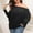 Black, variant on Babysbule Plus Size Womens Sweaters Women Large Solid Round Neck Sweater Off Shoulder Loose Fashion Knit Women's Fashion
