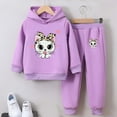 thumbnail image 2 of Gubotare Toddler Girls Winter Clothing Sets Girls Clothes Print Hoodies Sweatshirt And Sweatpants Outfit Suit Infant Girls Clothing Set Size 2T 3T (Purple,2-3 Years), 2 of 6