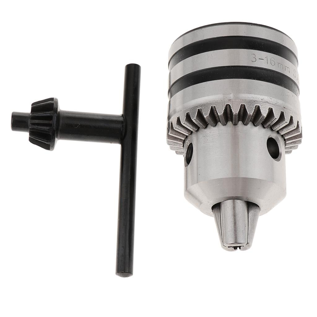 3-16mm Drill Chuck with Mini Chuck Key for Electric Power Drill B16/ B18/1/2-20UNF for Lathes and Drill Presses B16 