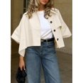 thumbnail image 4 of Womens Oversized Cropped Trench Coats Single Breasted 3/4 Sleeve Casual Button up Jackets, 4 of 8