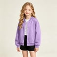 thumbnail image 3 of YUANxueke Boys Girls Fleece Lined Varsity Jackets Fashion Button Down Warm Baseball Jackets with Pockets,Purple,8-9 Years, 3 of 5