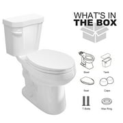 HOROW 1.28 GPF Round Two-Piece Toilet with Chair Height, Soft Seat, Single Flush, Installation Kit