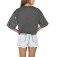 thumbnail image 4 of Women's Gameday Couture Gray West Virginia Mountaineers Go Time Rhinestone Crop T-Shirt, 4 of 5