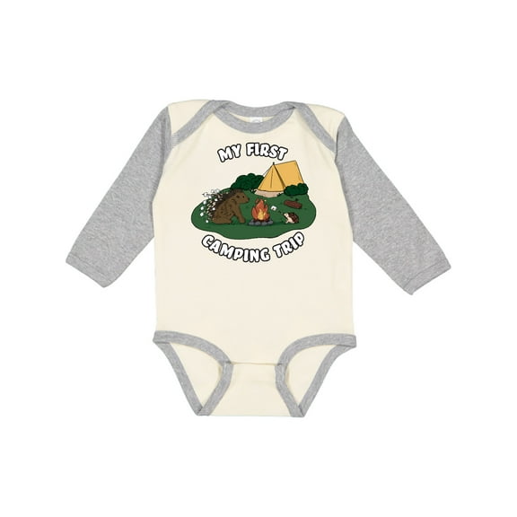 Inktastic My First Camping Trip-camping Hedgehog Boys or Girls Long Sleeve Baby Bodysuit