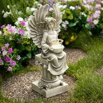 Northlight 17" Peaceful Angel on Pedestal Candle Holder Outdoor Statue