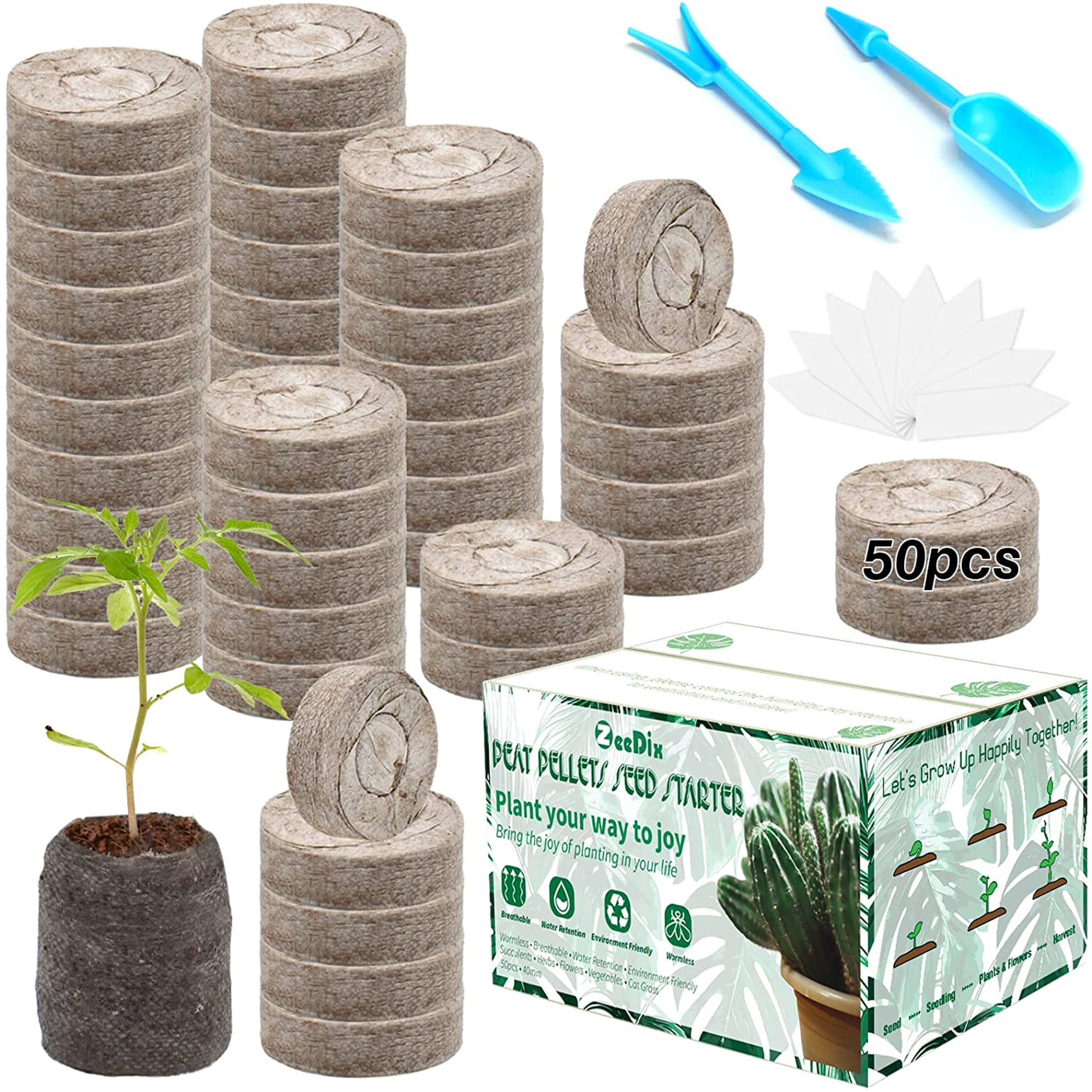 30mm Growing Supplies Peat Pellets Jiffy Peat Pellets 100ct Seed Starting 
