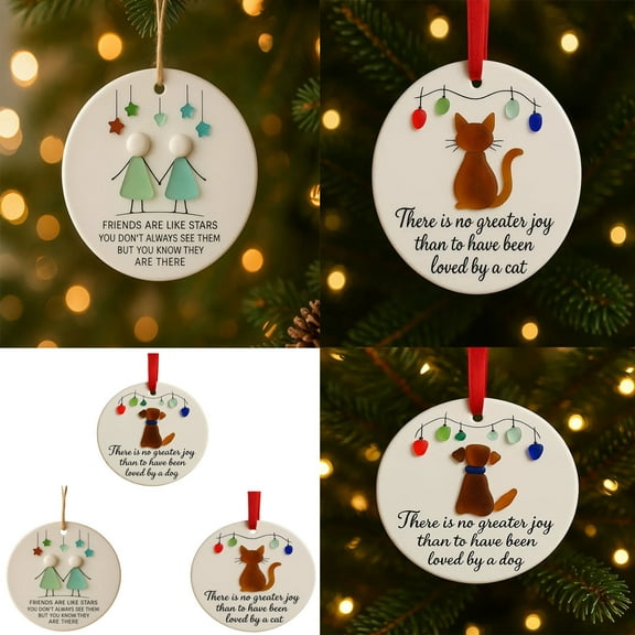 Sea Glass Art Pet Ornament, Hanging Pet Sea Glass Decoration, Friendship Heart Keepsake, Handmade Round Seaglass Christmas Hanging Pendents for Holiday Party Home Decor