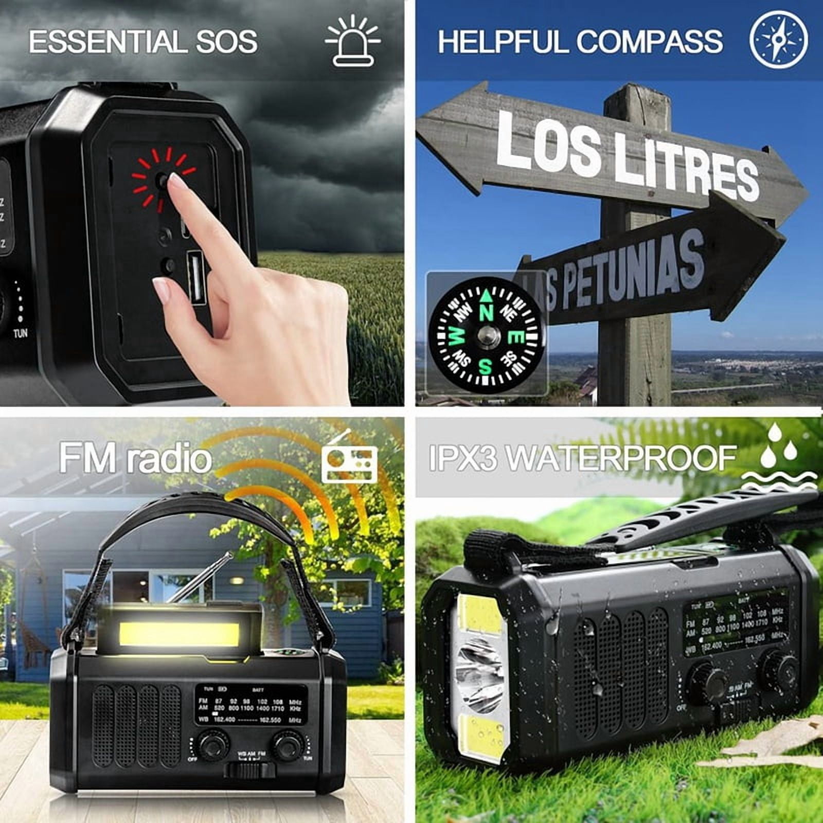 Upgrade 20000mAh Emergency Weather Radio FM/AM/,Hand Crank Radio,Flashlight,Solar Powered for Outdoor Camping Green