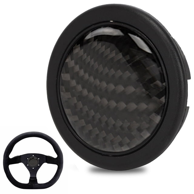 Car Steering Wheel Horn Button, Carbon Fiber Car Modified Parts 50mm Dia Heatproof Colorfast For 6 Steering Wheels