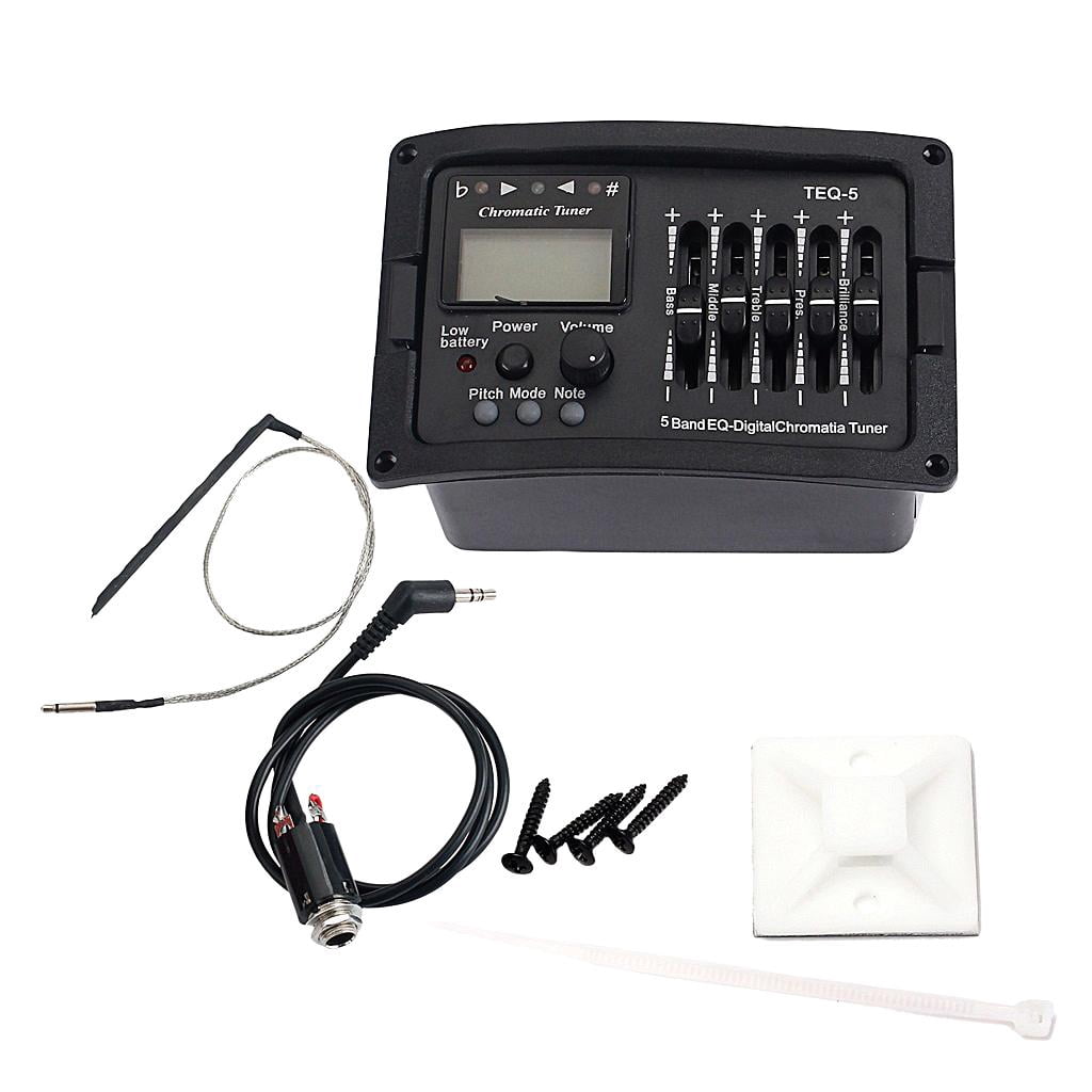 LeeQinersw 5 Bands Acoustic Guitar Preamp EQ LCD Tuner Piezo Pickup Equalizer System Parts