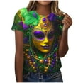 thumbnail image 2 of Print Tops for Women Carnival Short Sleeve Round Neck Casual Blouse Multicolor XXXL, 2 of 6