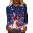 thumbnail image 2 of Uootdi Vintage Christmas Long Sleeve Sweatshirts for Gift Women Funny Cute Santa Claus Shirts Xmas Tree Printed Holiday Pullover, 2 of 5