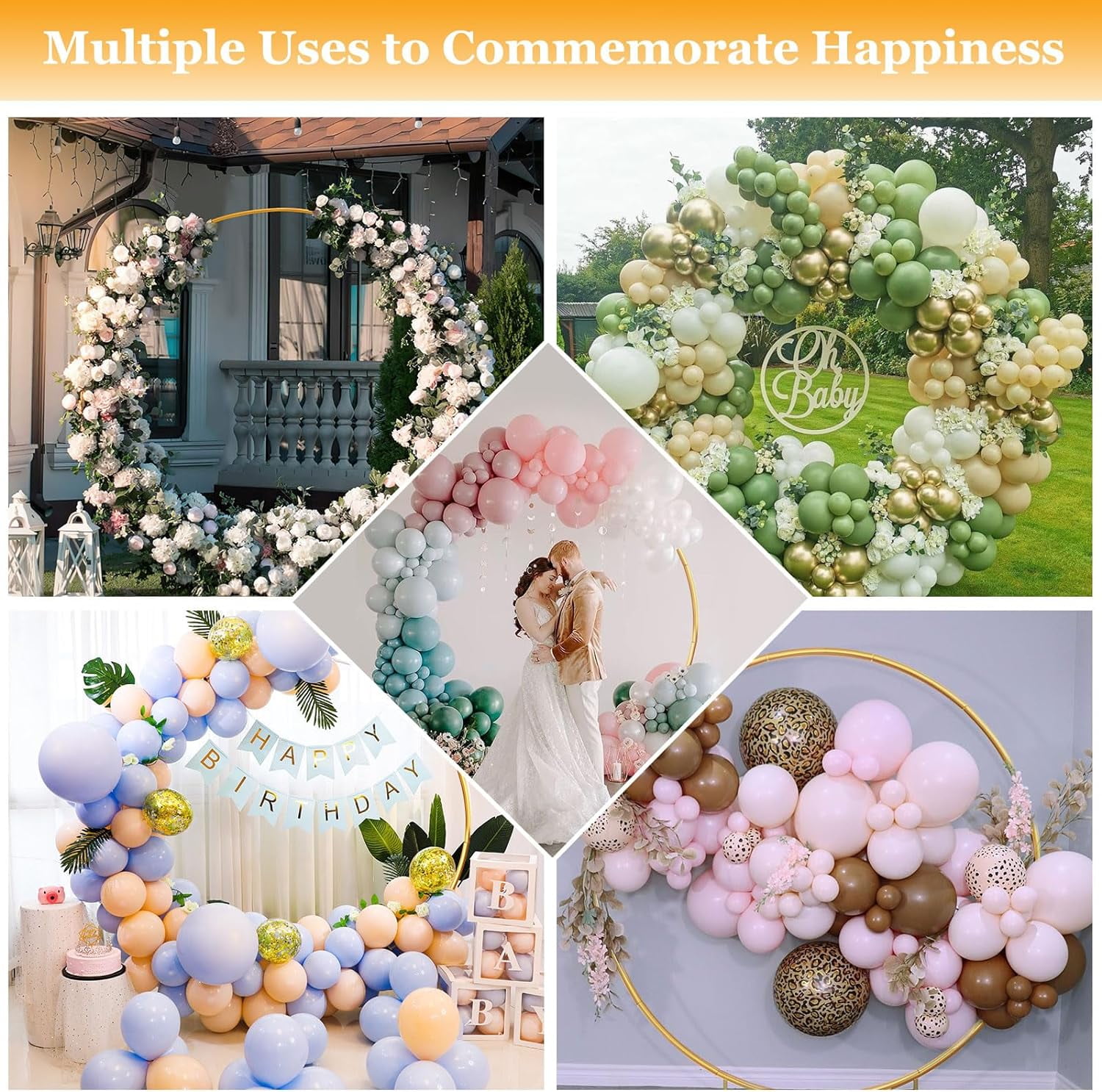 Round Backdrop Stand 6.6ft - Stable Gold Circle Balloon Arch Stand Metal Arch Backdrop Stand for Wedding Birthday Party Baby Shower Decoration