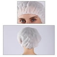 thumbnail image 3 of 100-Pack Bouffant Caps - Disposable Non-Woven Hair Nets for Food Service, Medical, Salon, Industrial Use, 0.35 oz Breathable Head Covers (White), 3 of 3
