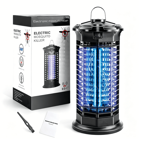HIBIBUD Electric Bug Zapper Indoor & Outdoor, 1000V Mosquito Killer with Replaceable UVA Bulb, Fly Zapper with Removable Tray