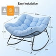 thumbnail image 5 of Upstreman Home Oversized Papasan Rocking Chair, Outdoor Rocking Chair Metal Frame Papasan Chair Rocker with Padded Cushion, Blue, 5 of 9