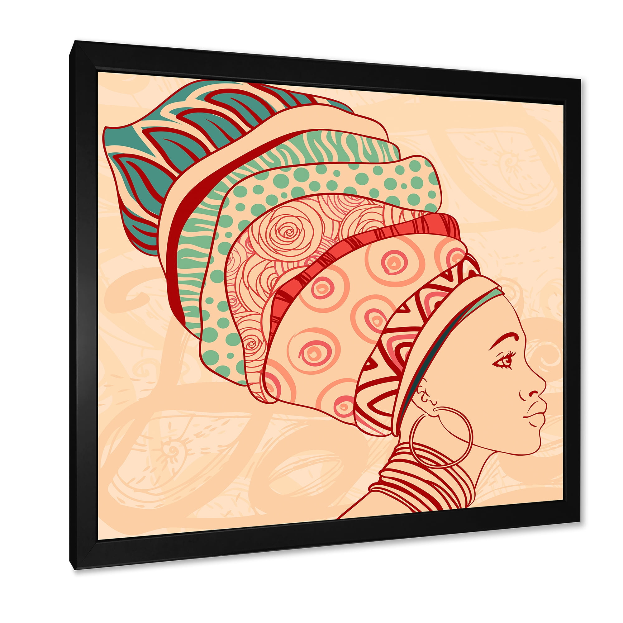 Designart 'African American Woman Portrait with Turban II' Modern Framed Art Print