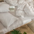 thumbnail image 5 of MooMee Striped Duvet Cover Set Full 100% Washed Cotton Linen Like Textured Breathable 3-Piece (Orange& White Pinstripes), 5 of 8