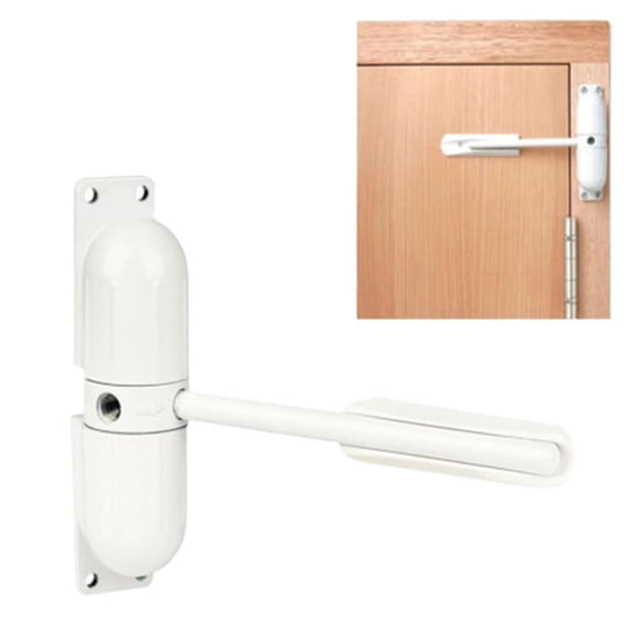 Automatic Safety Spring Door Closer to Convert Hinged Doors to Self-Closing White