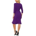 thumbnail image 3 of INSPIRE CHIC Women's Dress Boat Neck Half Sleeve Pleated Work Elegant Midi Dress S Dark Purple, 3 of 6