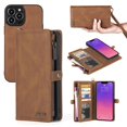thumbnail image 1 of Bangus Wallet Case Compatible with iPhone 13/13 mini/13 Pro/13 Pro Max, Zipper Case with Blocking Card Holder Slot, Magnetic Detachable Zipper Purse, Leather Cover, 1 of 6