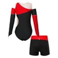 thumbnail image 2 of CHICTRY Kids Girls Shiny Glitters 2Pcs Activewear Off-Shoulder Gymnastics Sports Leotard with Shorts Dance Outfit, 2 of 7