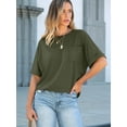 thumbnail image 4 of ANRABESS Oversized T Shirts for Women Short Sleeve Crewneck Basic Tee Loose Casual Summer Top with Pocket Army Green X-Large, 4 of 8