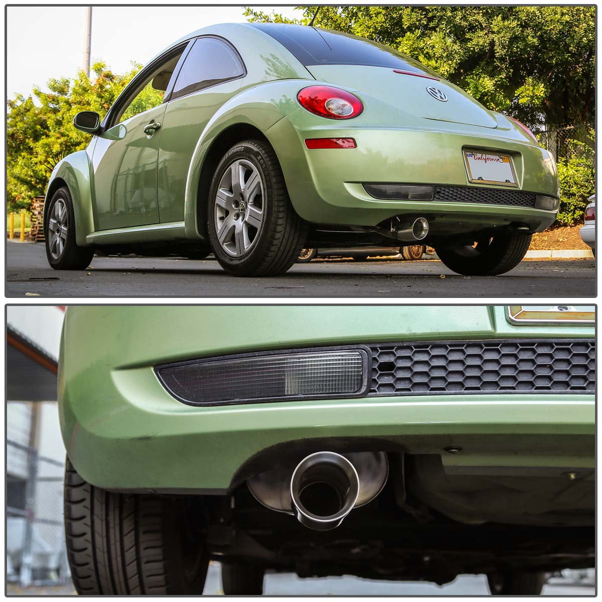 J2 Engineering J2-CBE-OS-062 J2 Engineering 3.5" Rolled Muffler Tip Exhaust Catback System For 2006 to 2010 Volkswagen New Beetle 2.5 07 08 09