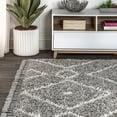 thumbnail image 4 of JONATHAN Y MERCER SHAG Mercer Shag Plush Tassel Moroccan Diamond Gray/Cream 3 ft. x 5 ft. Area Rug (MCR105C-3), 4 of 9
